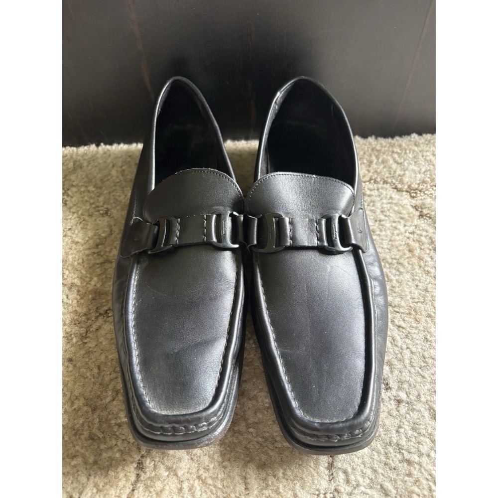 Salvatore Ferragamo Men's Black Gancini Bit Loafers Shoes Size 9.5 B Italy